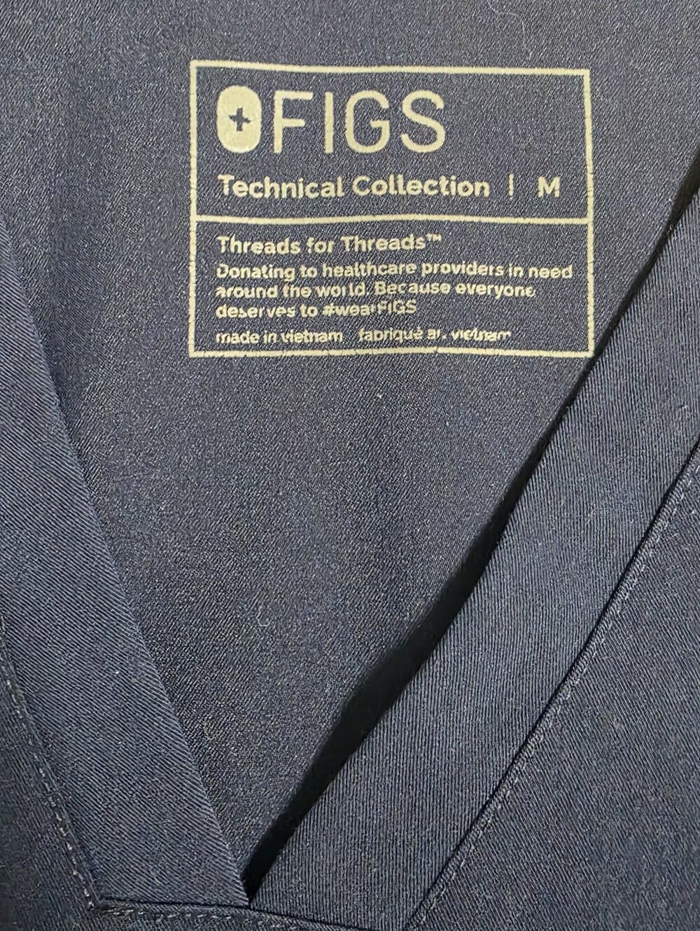 Figs Navy Blue V Neck Scrub Top Size Medium - Picture 3 of 4